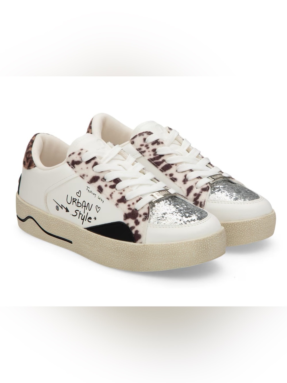 White Glitter Low-Top Sneakers 💵